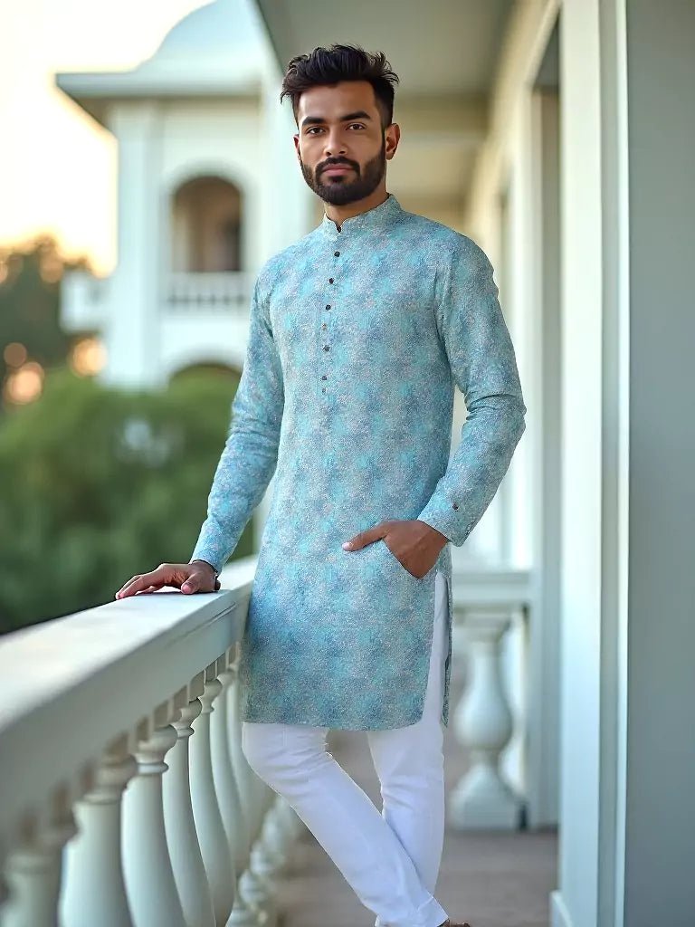 Image of Cotton All Over Bel Buti Patterned Fizori Coloured Kurta Pyjama Set - South India Shopping Mall