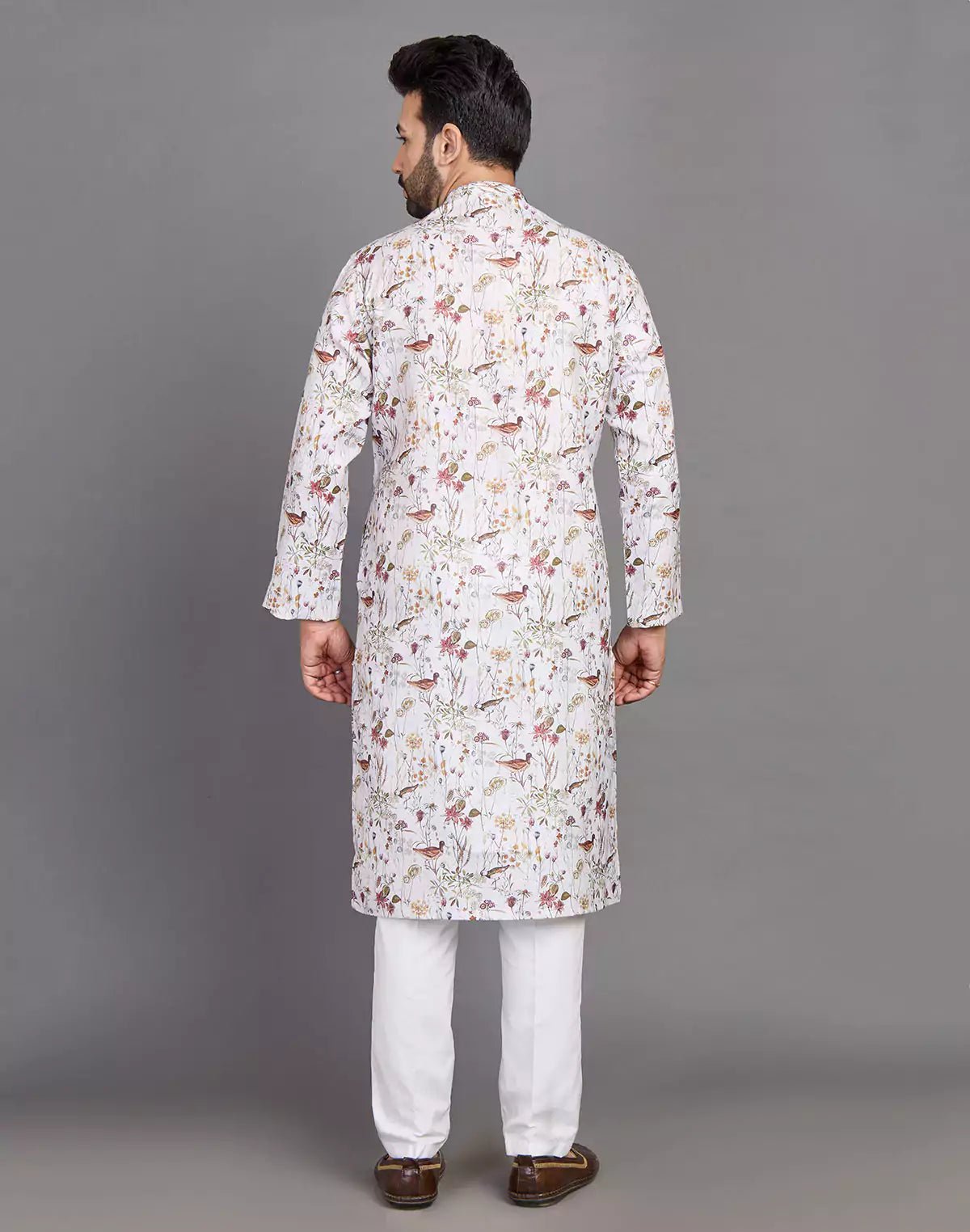 Image of Cotton Leaf and Birds Printed Party Wear Style Kurta - South India Shopping Mall