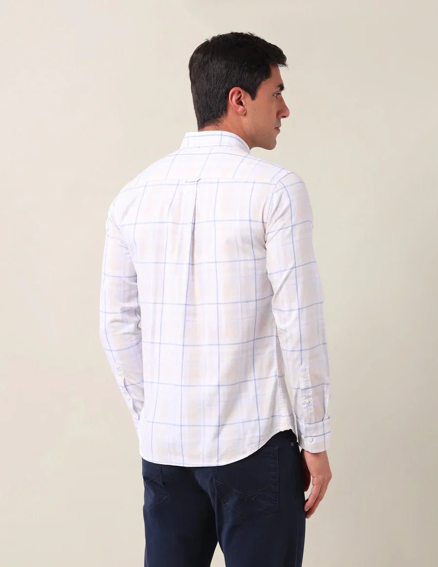 Image of Cotton Tailored Fit Blue Full Sleeve Shirt - South India Shopping Mall