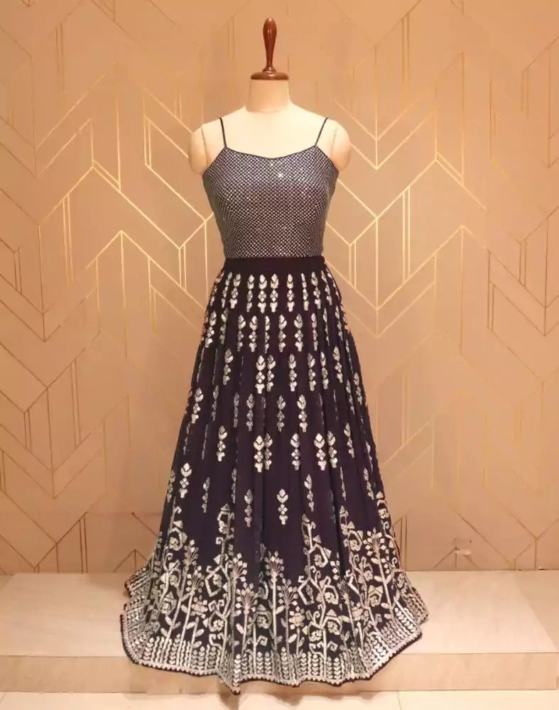 Image of Wine Floral Gotta Patti work Georgette Crop Top with beautiful coat