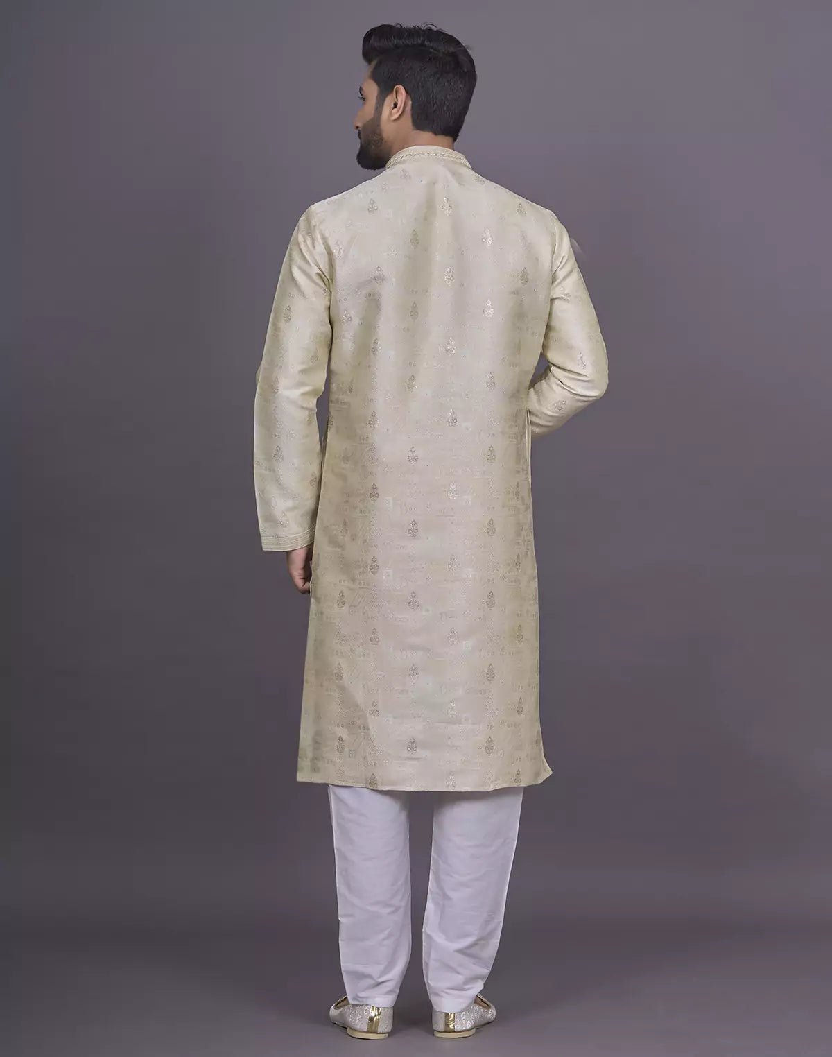 Image of Cream Floral Design Thread work Stylish Kurta Pyjama Set - South India Shopping Mall