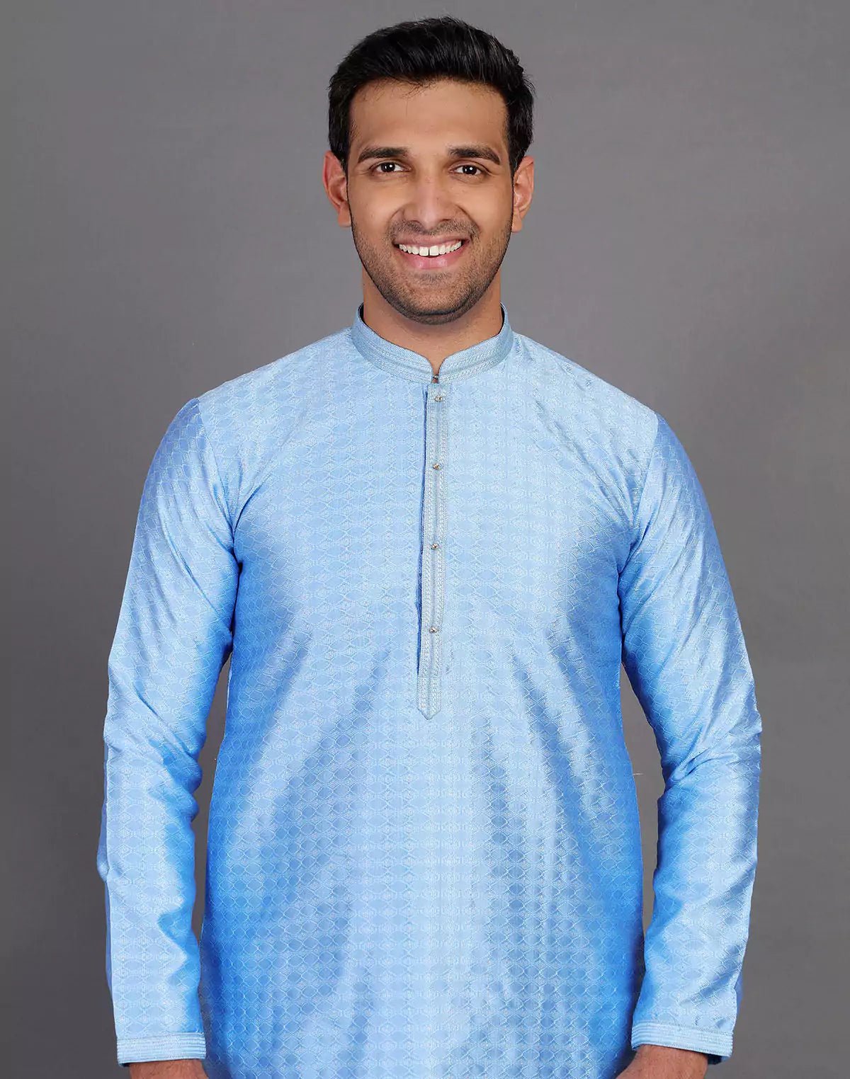 Image of Dark Blue Self Design Stones Work Soft Silk Kurta Set - South India Shopping Mall