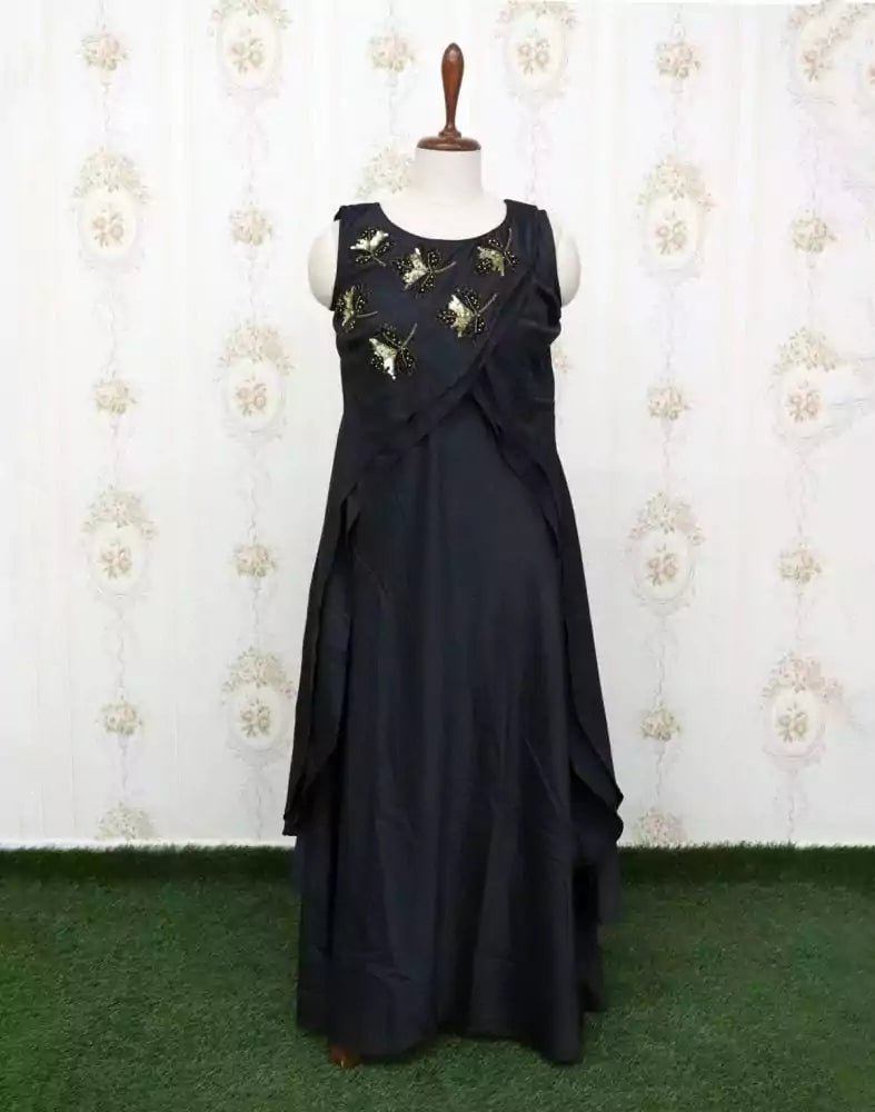 Image of Dark Grey Silk Kundhan work Kurti - South India Shopping Mall
