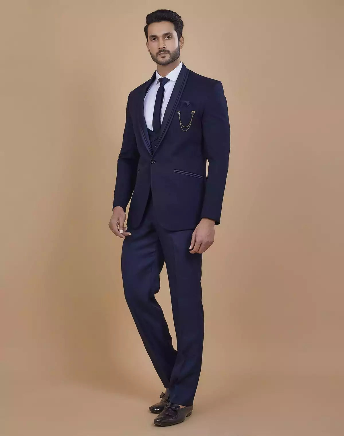 Image of Royal Blue Imported Fabric 5 Pc Tuxido Designer Suit