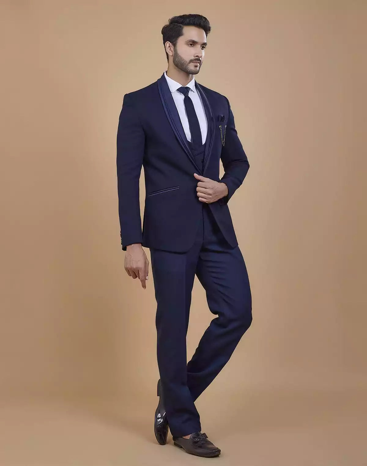 Image of Royal Blue Imported Fabric 5 Pc Tuxido Designer Suit