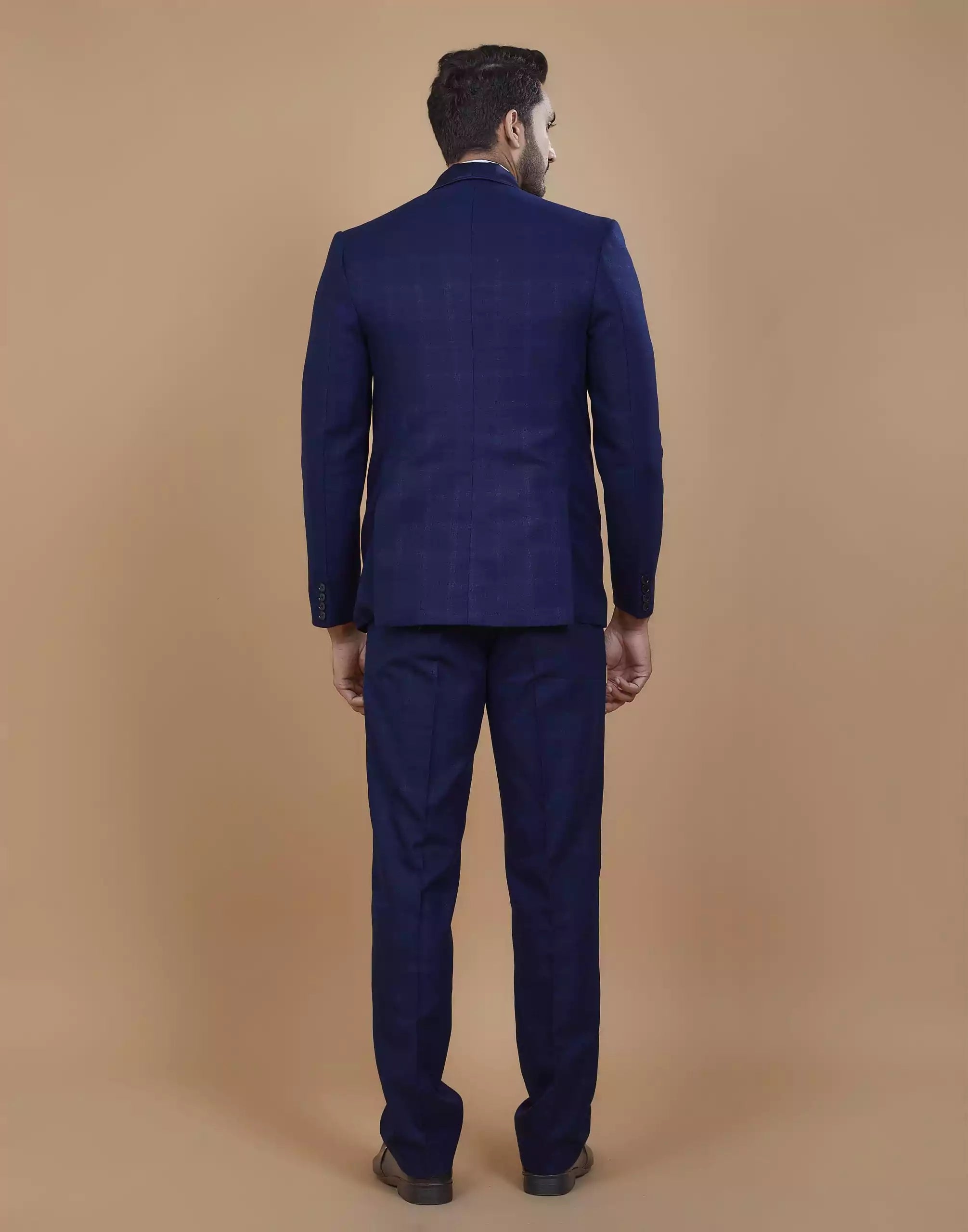 Image of Elegant Blue Coloured Imported Fabric 5 Pc Designer Suit