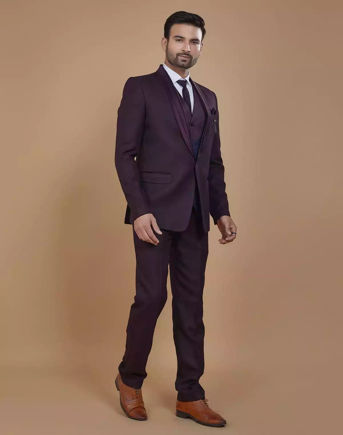 Image of Stylish Maroon Imported Fabric Designer Suit