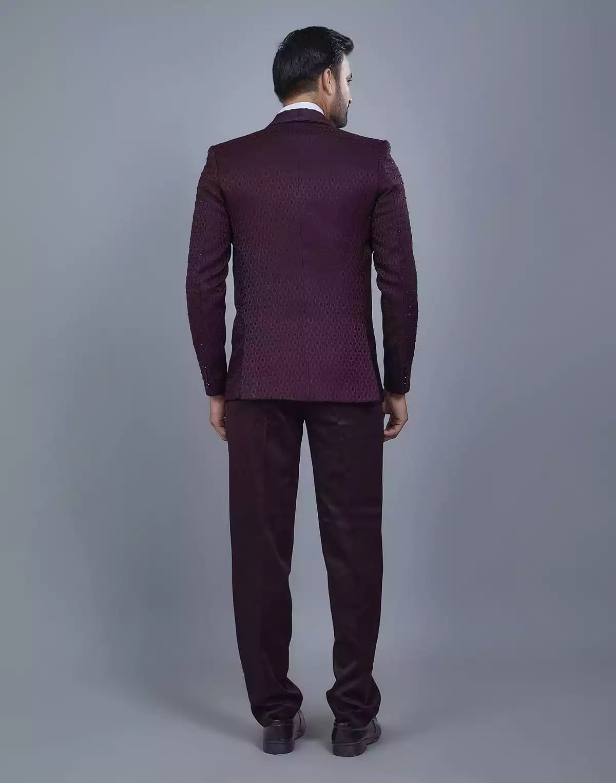 Image of Attractive Wine 5 Pc Imported Fabric Designer Suit