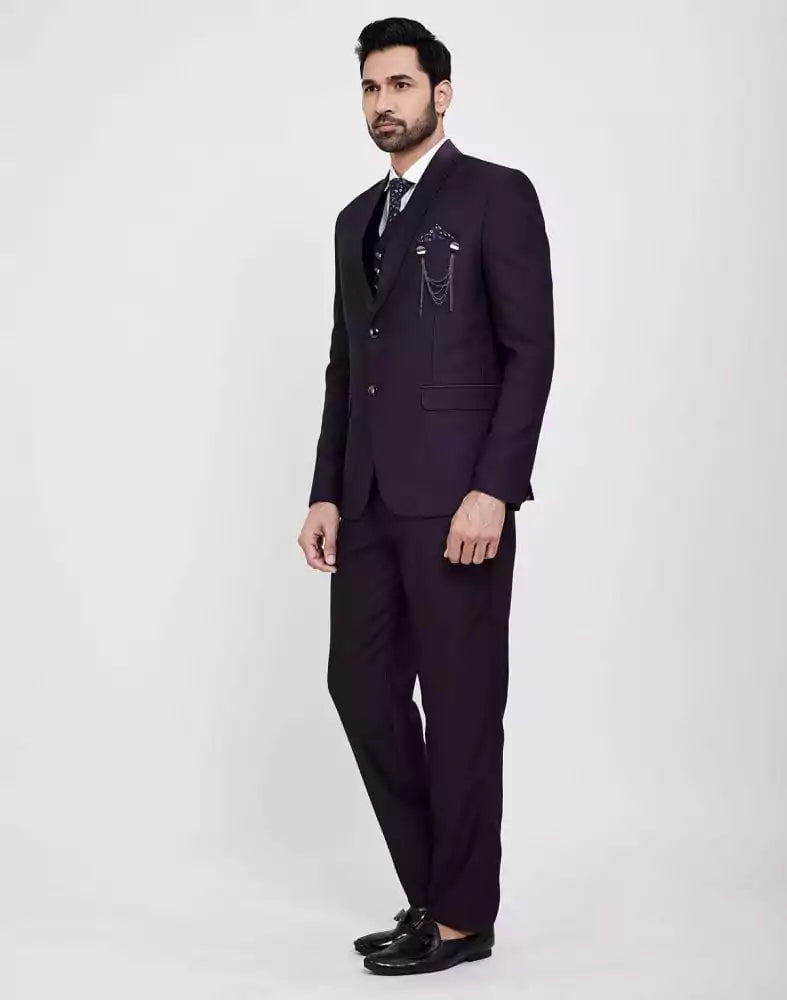 Image of Dark Wine Stylish 5 Pc Tuxido Designer Suit