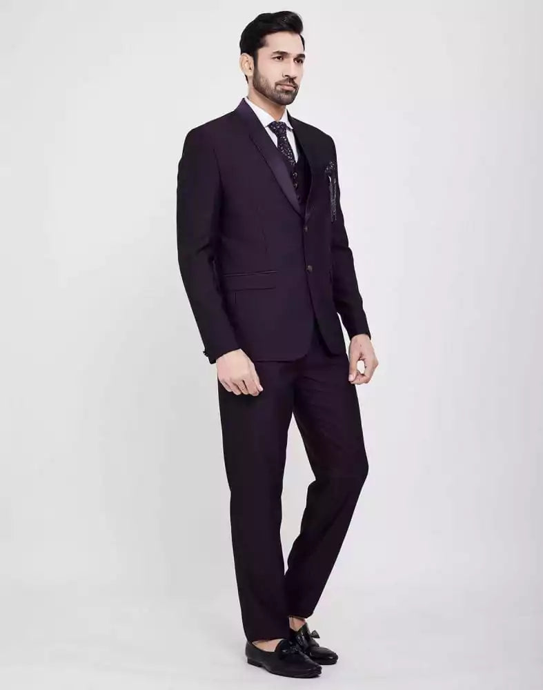 Image of Dark Wine Stylish 5 Pc Tuxido Designer Suit