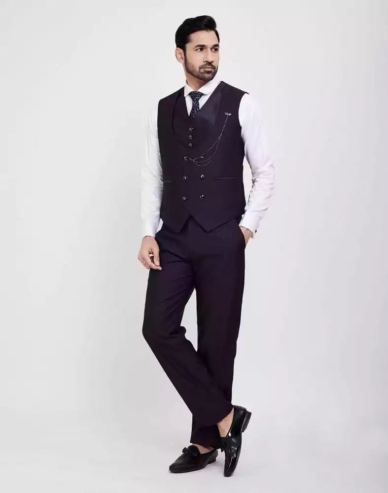 Image of Dark Wine Stylish 5 Pc Tuxido Designer Suit
