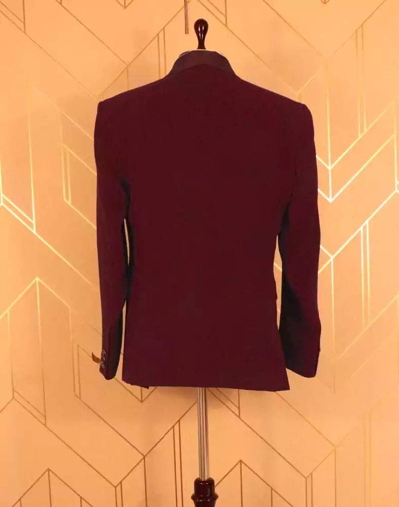 Image of Shawl Lapel designer Maroon suit set