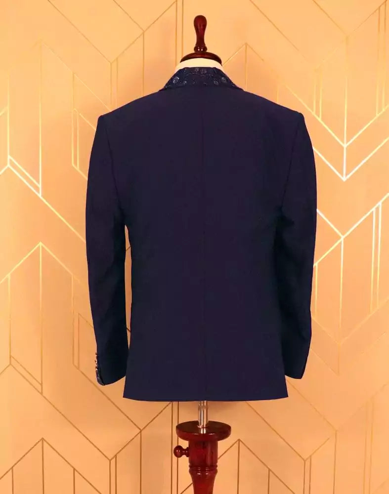 Image of Shawl Lapel Purple colour designer suit set