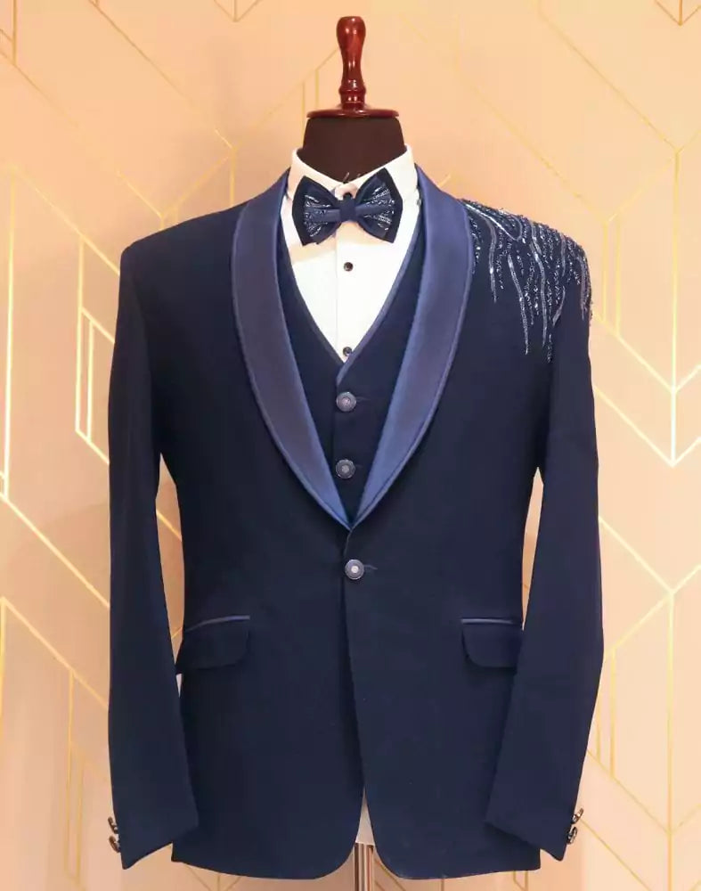 Image of Charming Navy Blue Suit Set