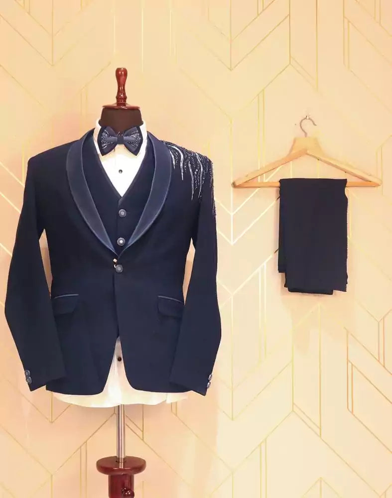 Image of Charming Navy Blue Suit Set