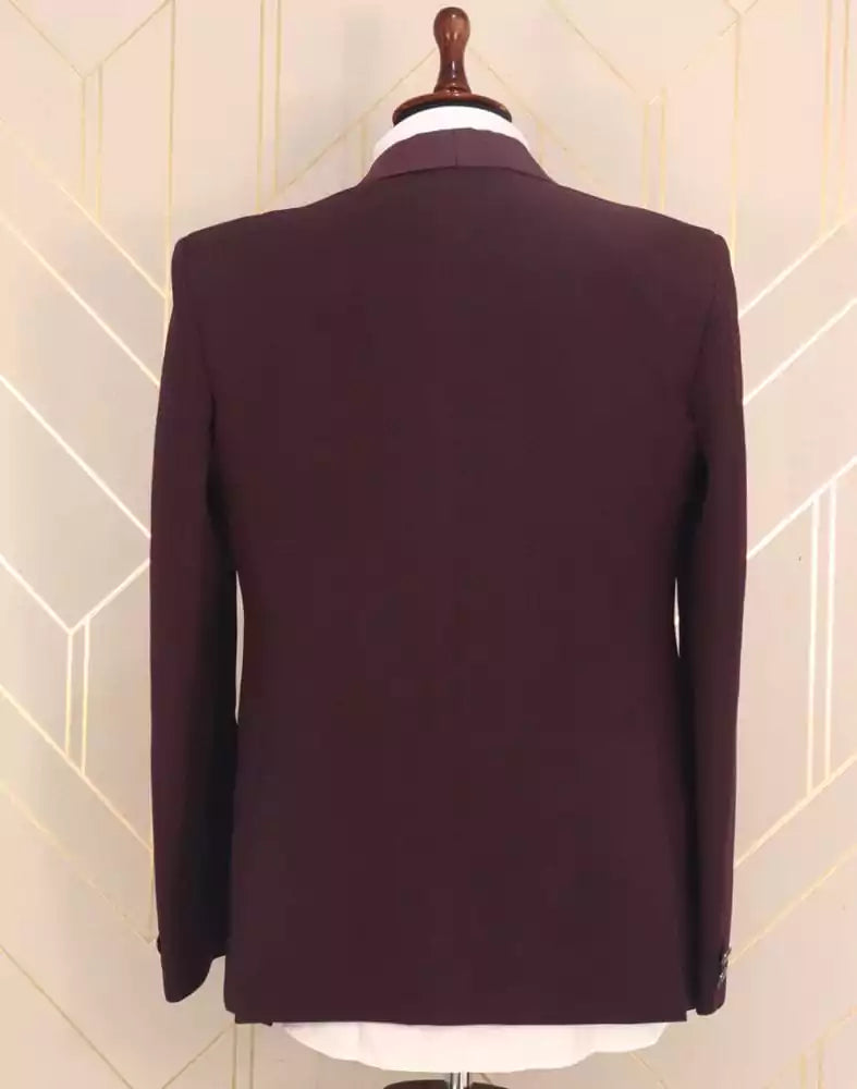 Image of Designer Maroon Plain Polynosic Beads Suit Set