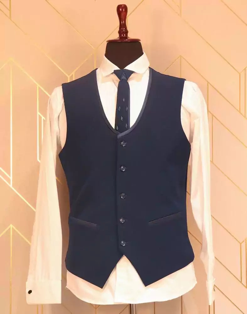 Image of Designer Elegant Navy Blue Suit Set