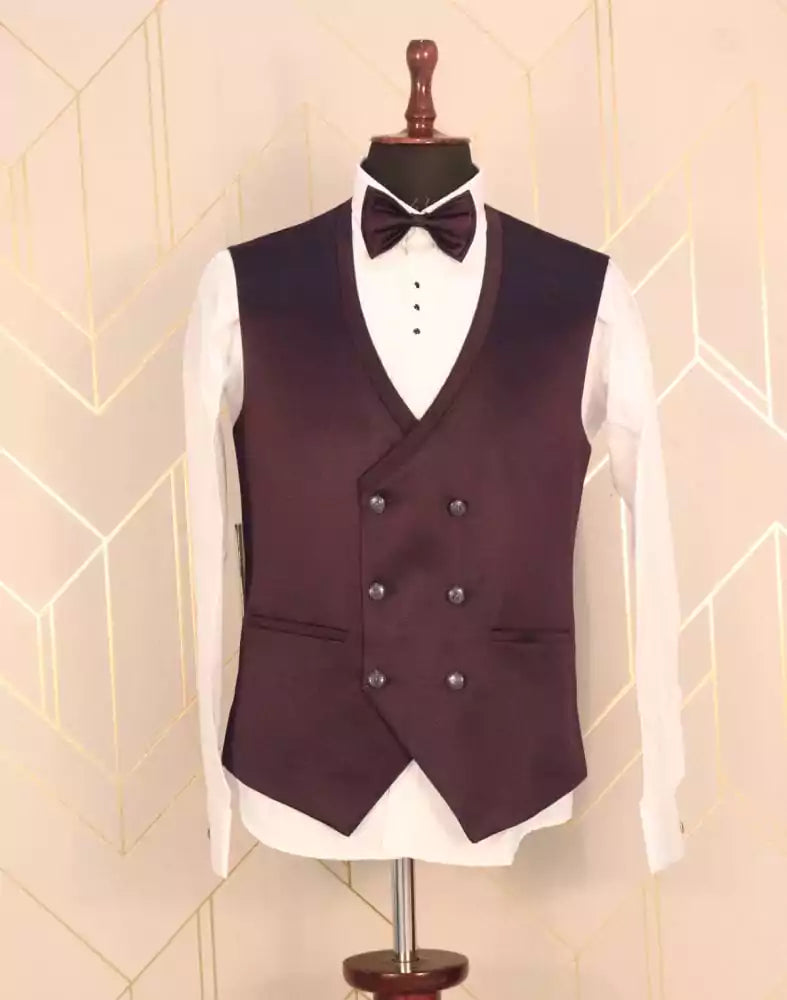 Image of Designer Maroon Floral Satin Beads Suit Set