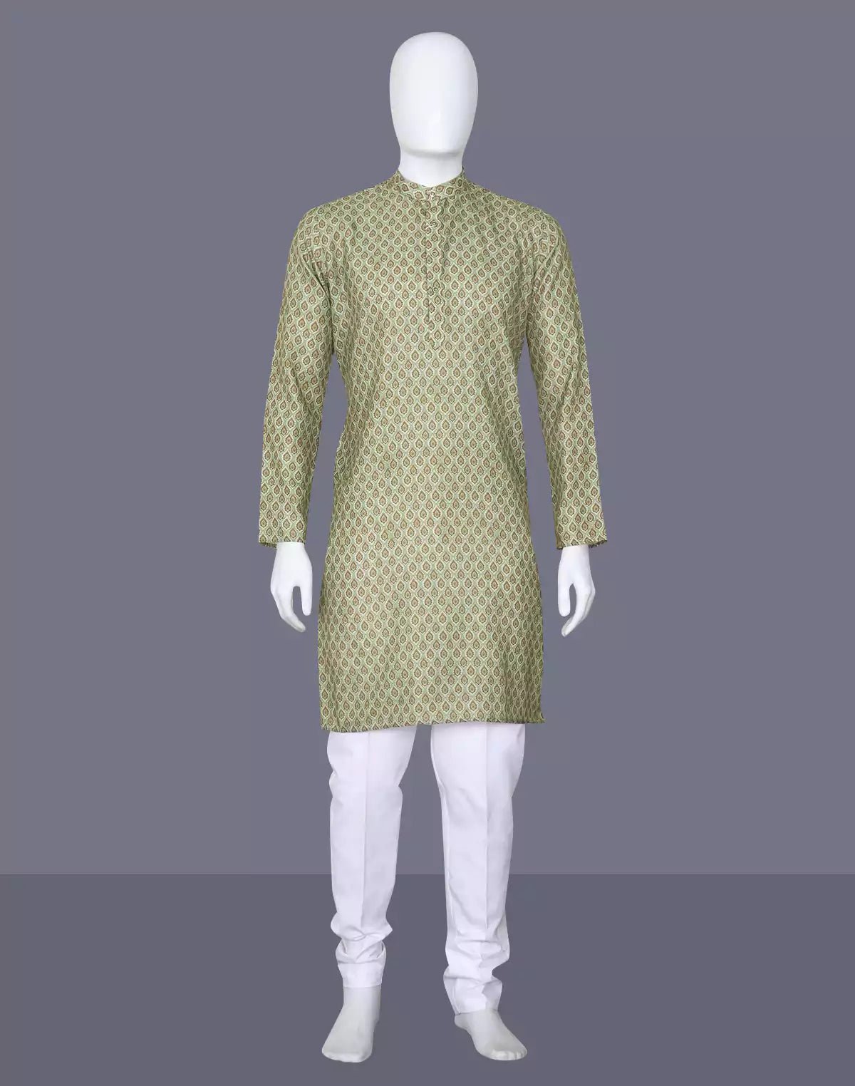 Image of Decent Pista Coloured Floral Print Cotton Kurta - South India Shopping Mall