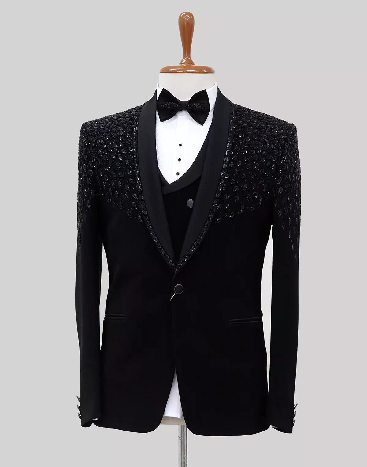 Image of Designer Black Solid Polynosic Cutdana work Party Wear Suit - South India Shopping Mall