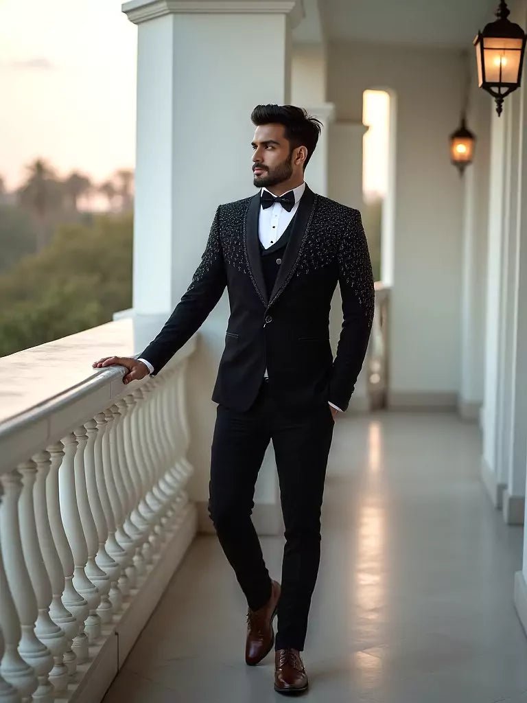 Image of Designer Black Solid Polynosic Cutdana work Party Wear Suit - South India Shopping Mall