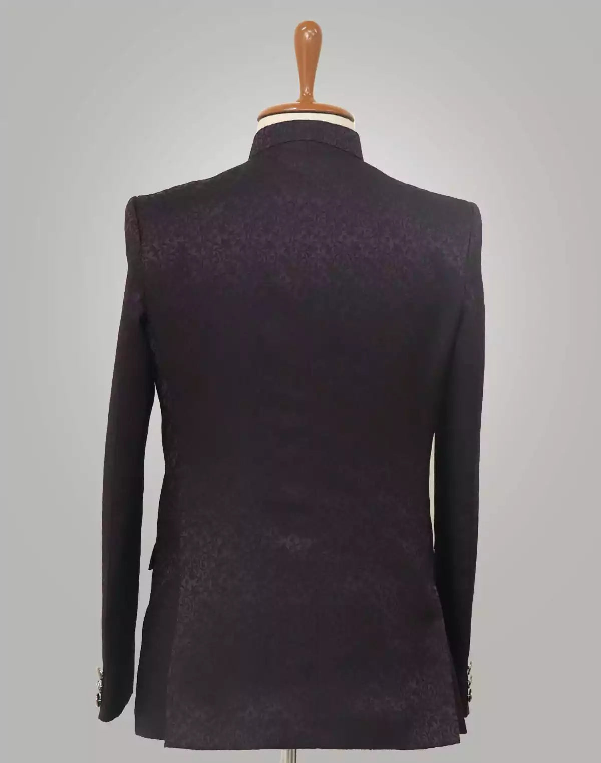 Image of Purple Self Design Brocade Bandhgala Set