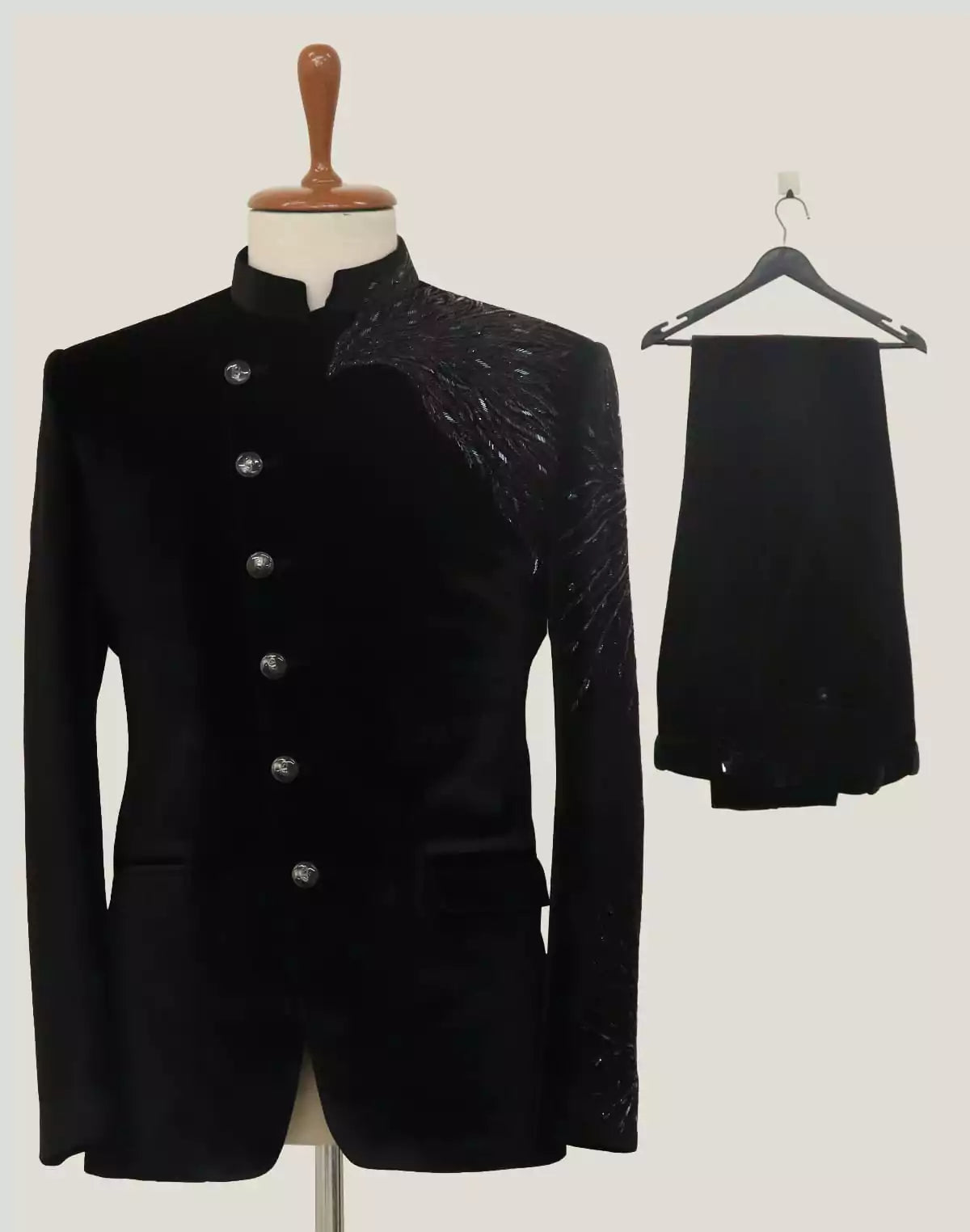 Image of Black Velvet Cutdana work Banghgala