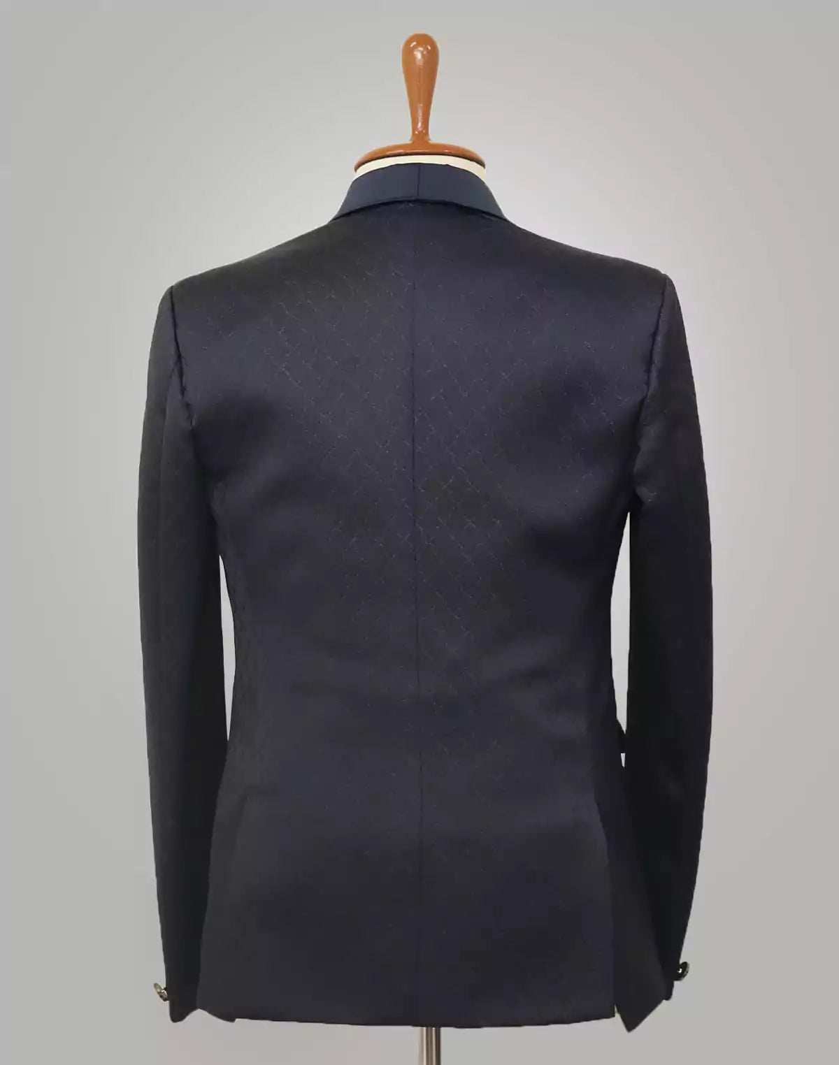 Image of Navy Blue Jacquard Party Wear Designer Suit