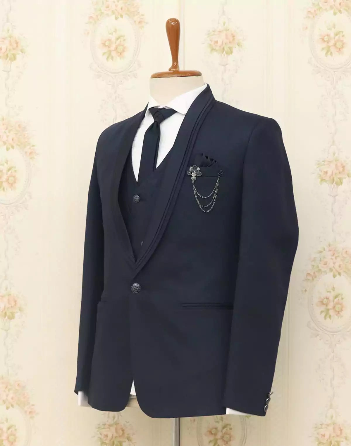 Image of Opulent Blue Polyster Designer Suit