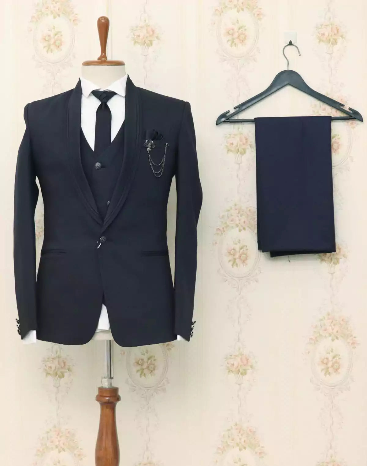 Image of Opulent Blue Polyster Designer Suit