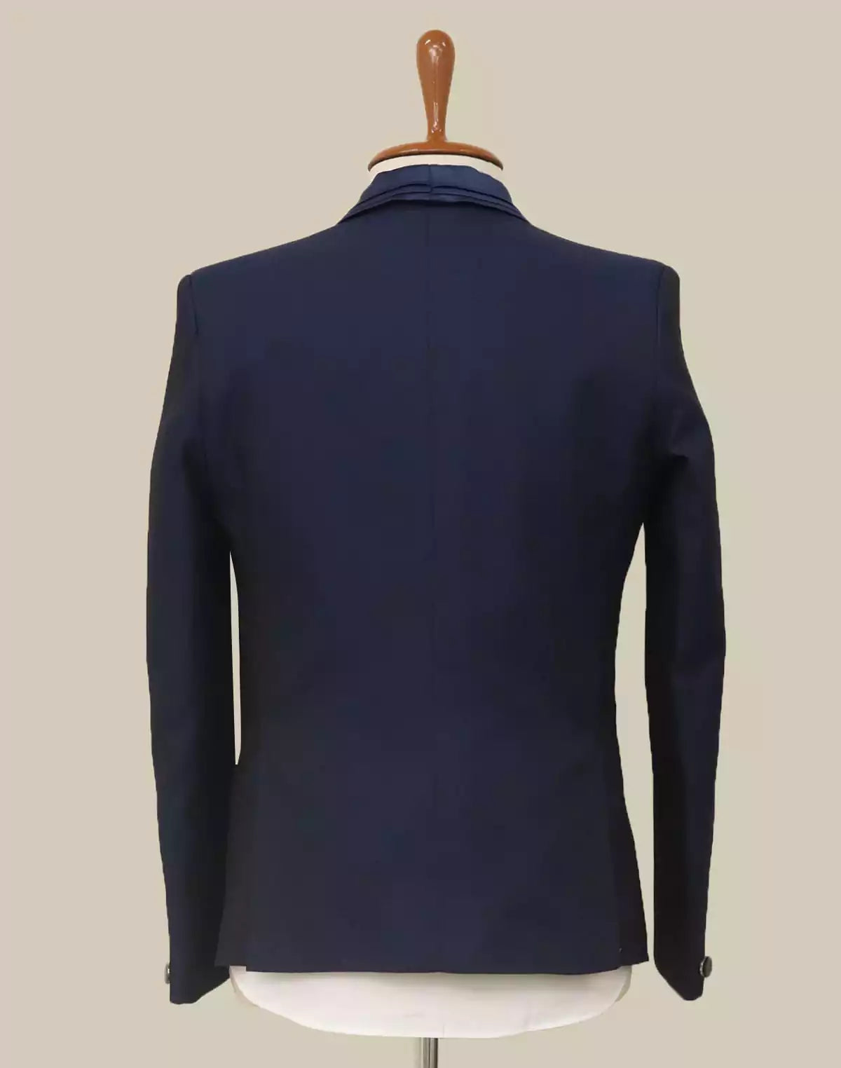 Image of Stylish Royal Blue Solid Jacquard 5 PC Designer Suit