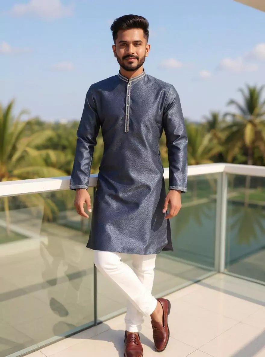 Image of Elegance Self Weaving Jacquard Kurta Pajama - South India Shopping Mall