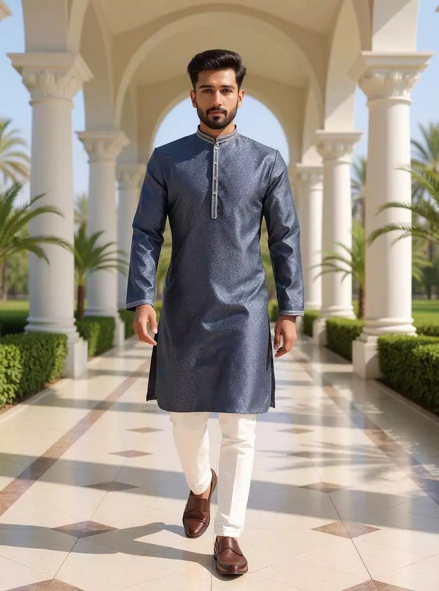 Image of Elegance Self Weaving Jacquard Kurta Pajama - South India Shopping Mall
