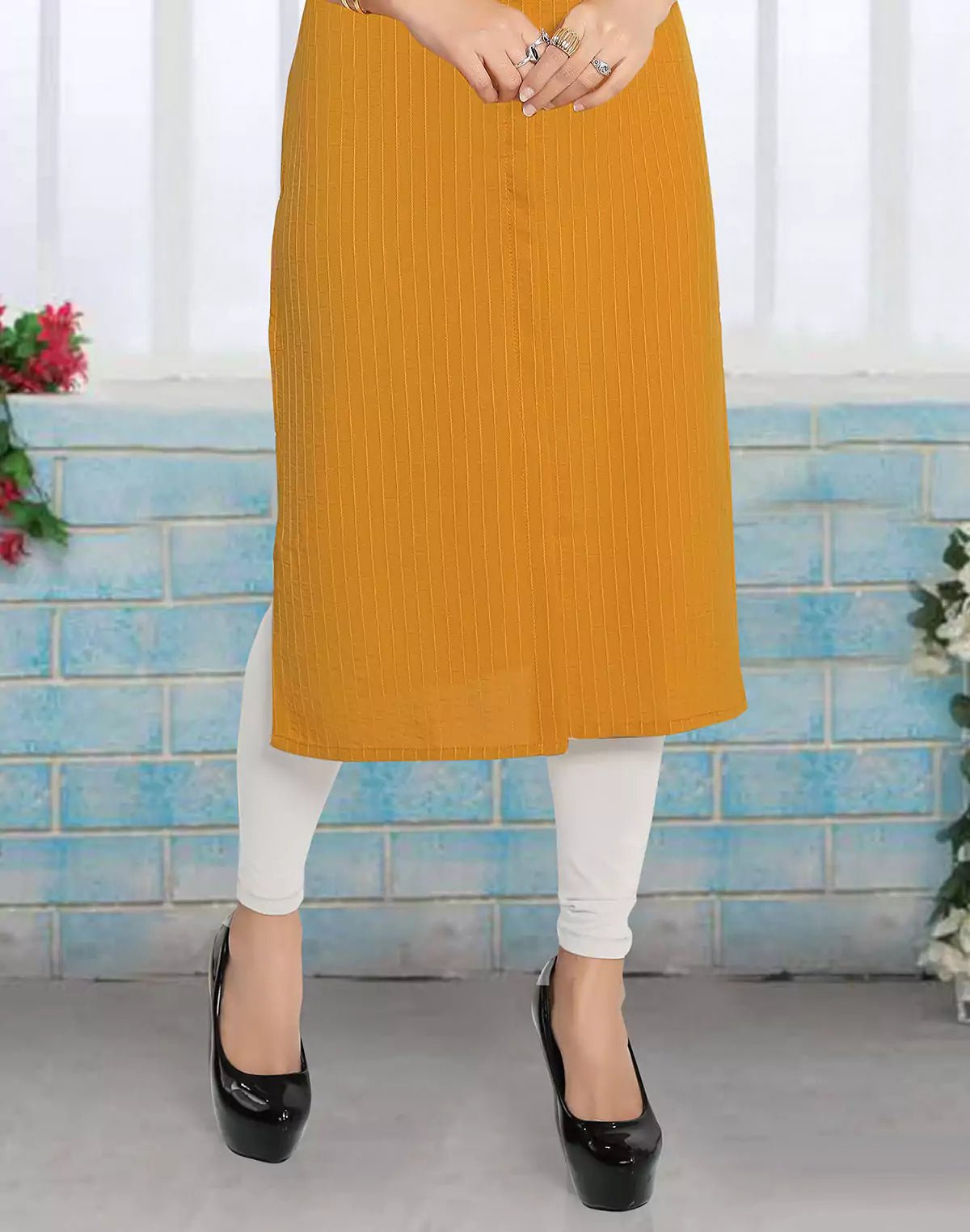 Elegant Mustard Coloured Cotton Silk Kurti - South India Shopping Mall