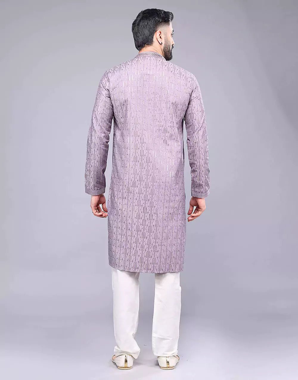 Image of Elegant Onion Pink Embellished Work Kurta Pyjama Set - South India Shopping Mall