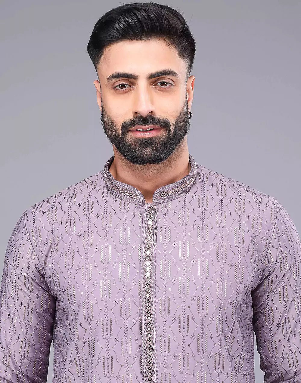 Image of Elegant Onion Pink Embellished Work Kurta Pyjama Set - South India Shopping Mall