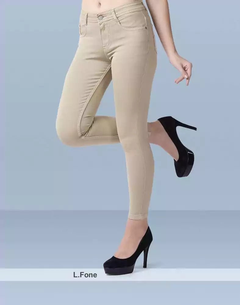 Image of Focus high rise Skinny women beige colour Jeans - South India Shopping Mall