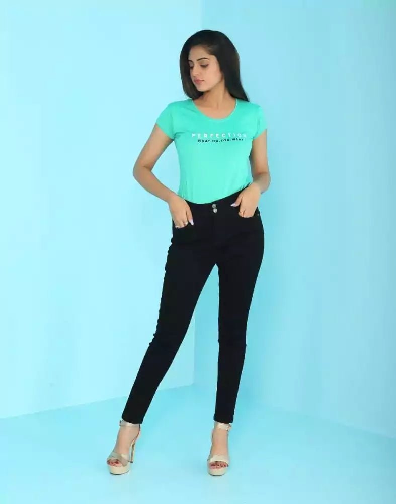 Focus Low Waist Comfort Stretchable Women Black Jeans - South India Shopping Mall