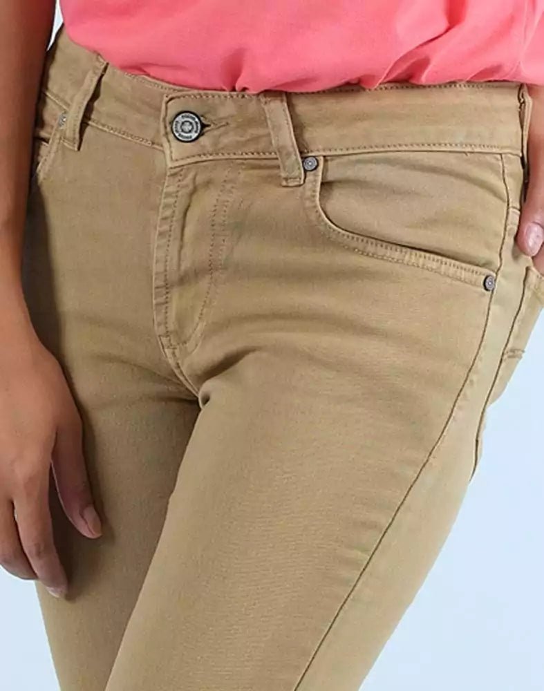 Image of Focus Low Waist Comfort Stretchable Women Khakhi Colour Jeans - South India Shopping Mall