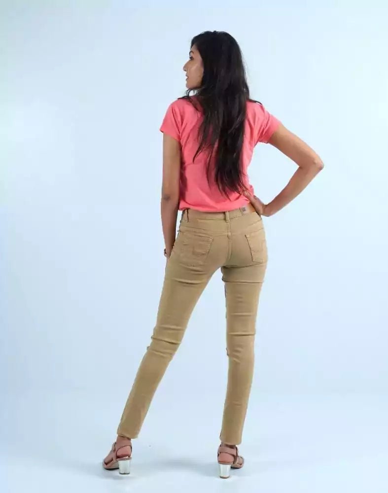 Image of Focus Low Waist Comfort Stretchable Women Khakhi Colour Jeans - South India Shopping Mall
