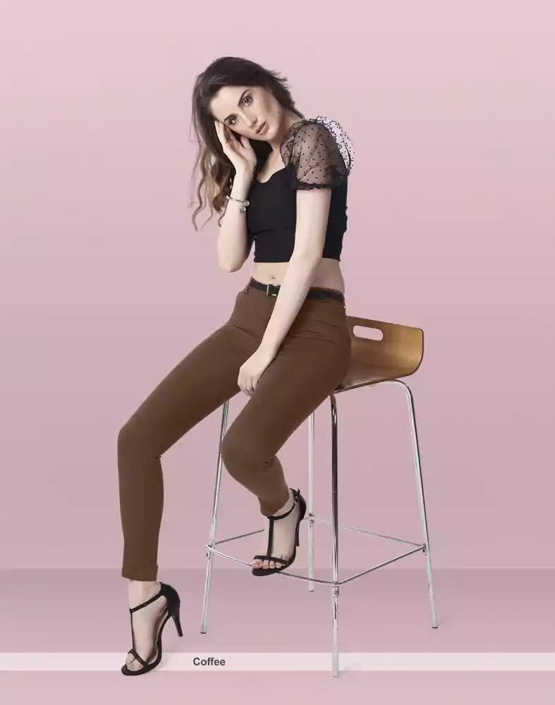 Image of Focus Low Waist Stretchable Women Brown Jeans - South India Shopping Mall