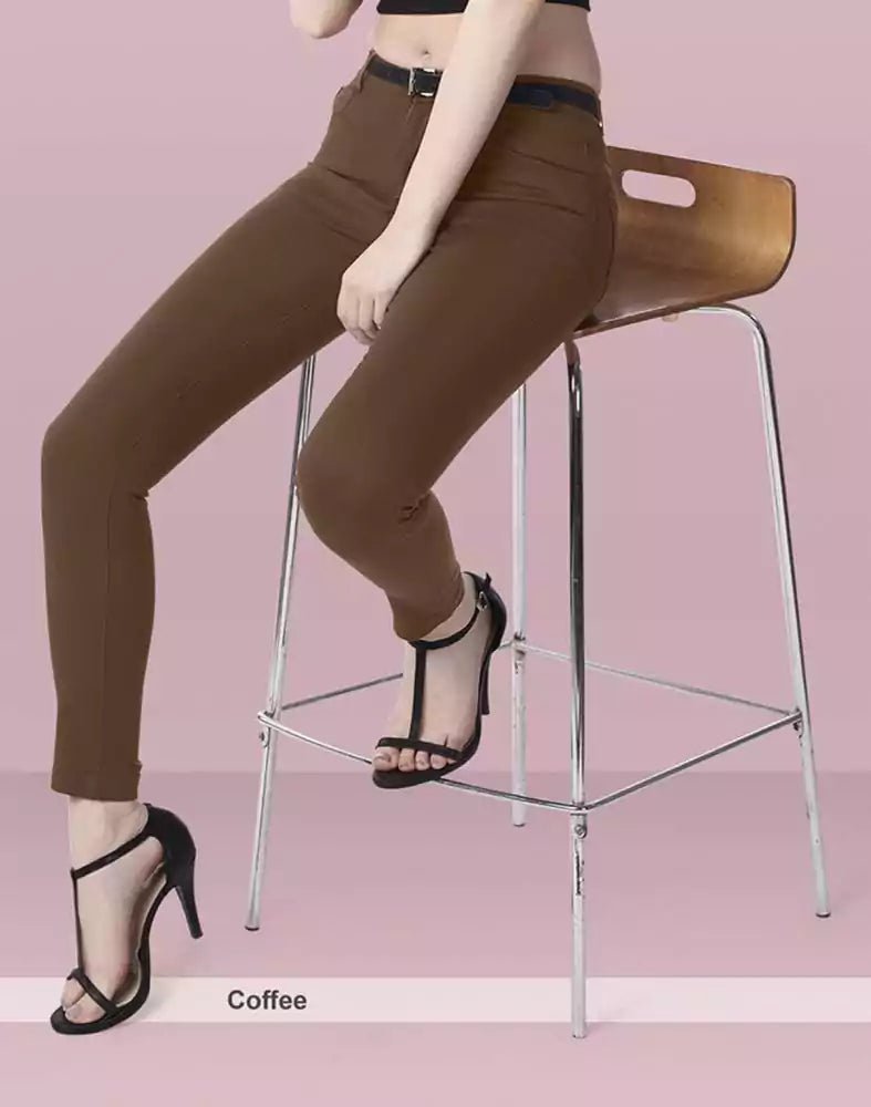 Image of Focus Low Waist Stretchable Women Brown Jeans - South India Shopping Mall