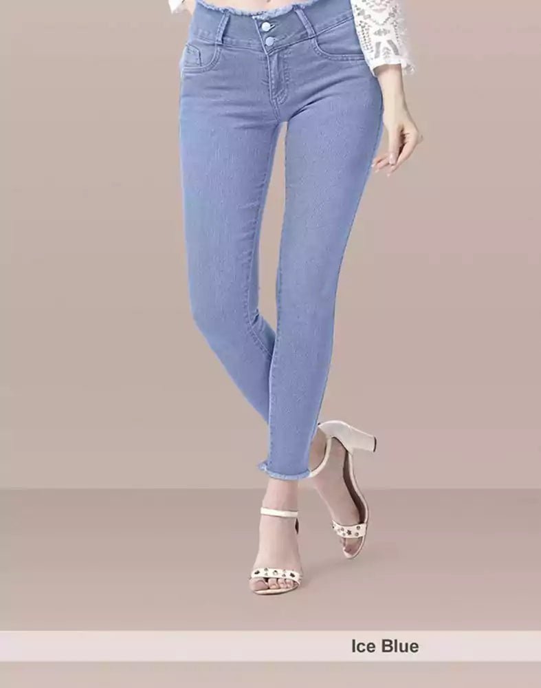 Image of Focus Mid Rise Stretchable Women Ice Blue Jeans - South India Shopping Mall