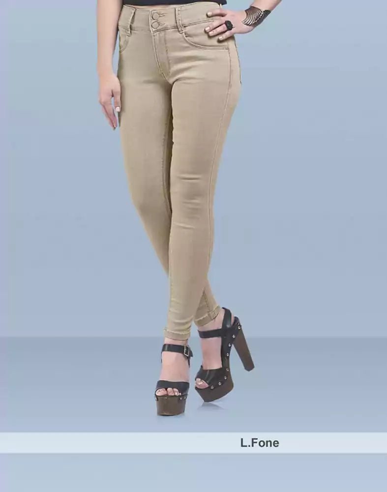 Image of Focus mid rise super skinny beige colour Jeans - South India Shopping Mall