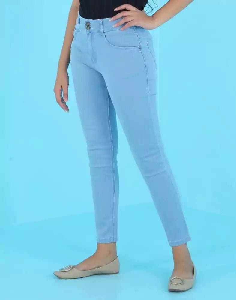 Image of Focus mid rise super skinny ice blue Jeans - South India Shopping Mall