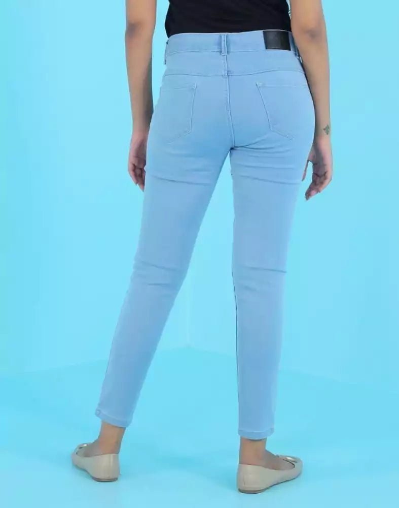 Image of Focus mid rise super skinny ice blue Jeans - South India Shopping Mall