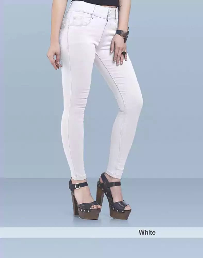 Image of Focus mid rise super skinny white Jeans - South India Shopping Mall