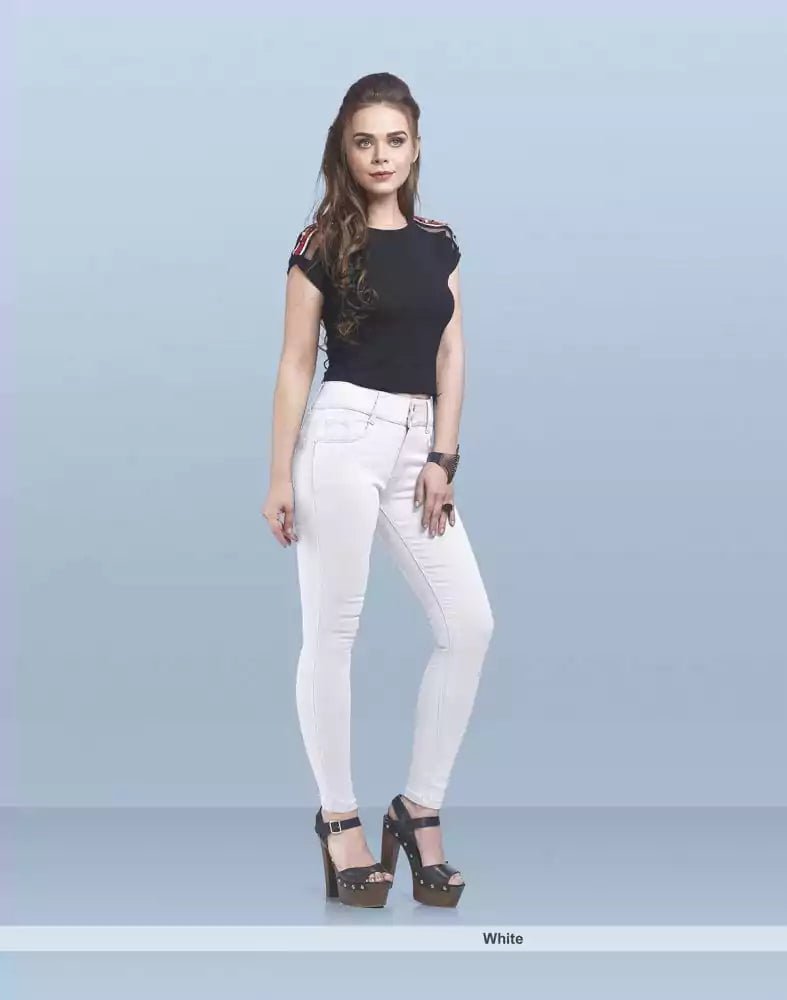 Image of Focus mid rise super skinny white Jeans - South India Shopping Mall