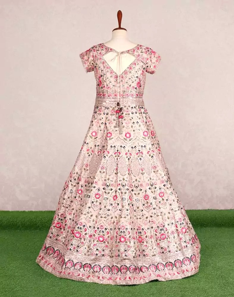 Image of Designer elegant Beige colour Floral Embellished dress Gown with dupatta