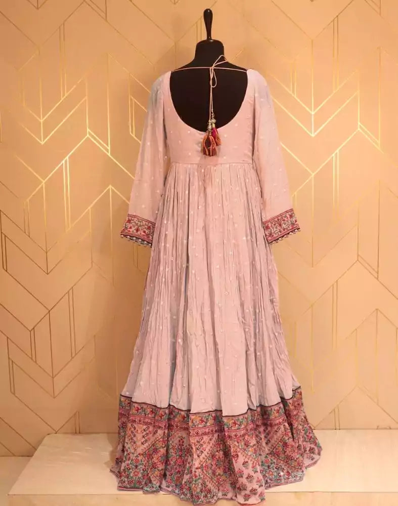 Image of Designer Purple Plain Mirror work Georgette Dress Gown